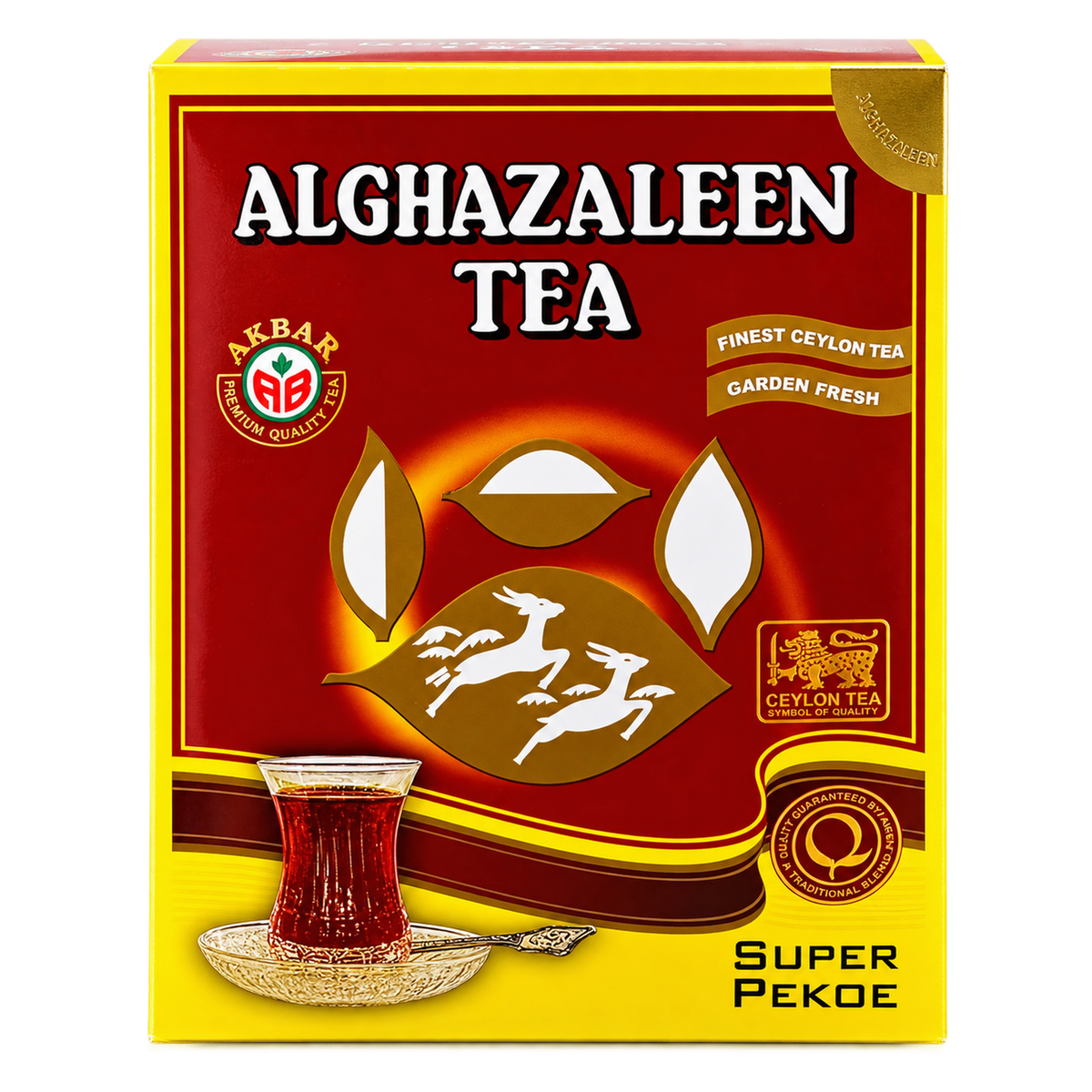 Alghazaleen Super Pekoe Tea 400g red yellow box front